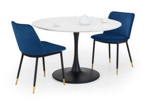 Holland Round Table and 2 Blue Delaunay Chairs