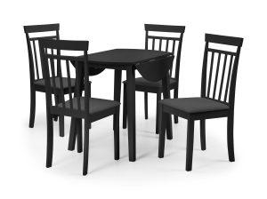 Coast Black Dropleaf Table and 4 Black Coast Chairs