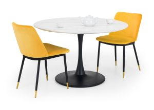 Holland Round Table and 2 Mustard Delaunay Chairs
