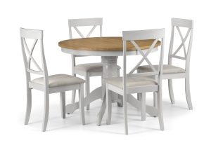 Davenport Grey and Oak Round Table and 4 Grey Davenport Chairs