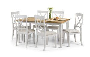 Davenport Grey and Oak Rectangular Table and 6 Grey Davenport Chairs