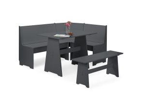 Newport Corner Dining Set With Storage Bench - Anthracite