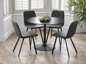 Nero 100cm Round Table & 4 Goya Antique Black Chairs
