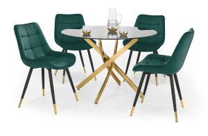 Montero Round Table and 4 Grey Hadid Chairs
