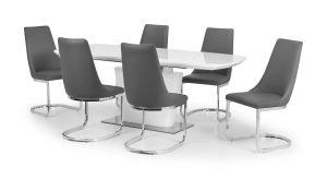 Como White High Gloss Table and 6 Como Chairs