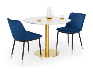 Palermo Round Table and 2 Blue Delaunay Chairs