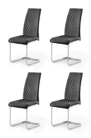 Set Of 4 Calabria Velvet Cantilever Chairs - Grey