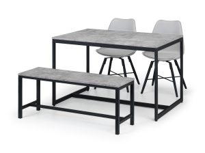 Staten Table, 1 Staten Bench and 2 Grey Kari Chairs