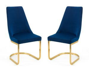 Set Of 2 Vittoria Cantilever Dining Chairs - Blue
