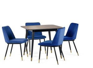 Findlay Square Table and 4 Blue Delaunay Chairs