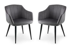 Set Of 2 Hobart Scalloped Dining Chairs - Grey