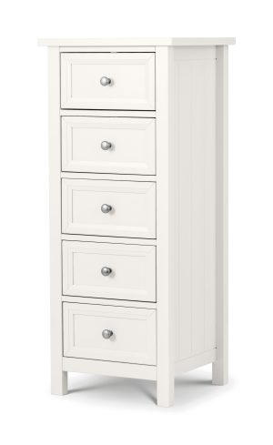 Maine 5 Drawer Tall Chest - Surf White