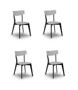 Set Of 4 Casa Dining Chairs Grey/Black