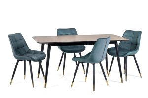 Findlay Rectangular Table and 4 Green Hadid Chairs