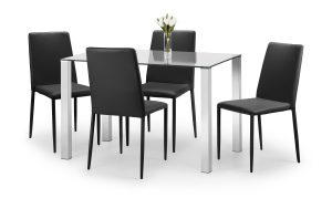 Enzo Dining Table and 4 Black Jazz Chairs