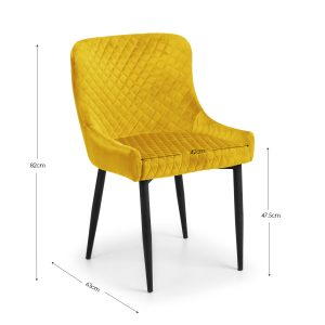 Como White High Gloss Table and 6 Mustard Luxe Chairs