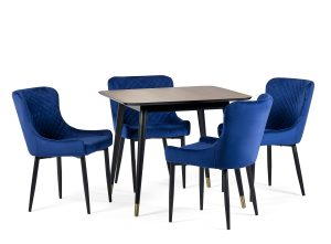 Findlay Rectangular Table and 4 Blue Luxe Chairs