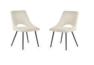 Set Of 2 Iris Boucle Dining Chairs - Ivory
