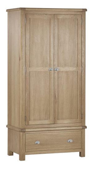 Memphis Limed Oak 2 Door 1 Drawer Wardrobe