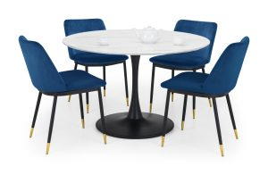 Holland Round Table and 4 Blue Delaunay Chairs