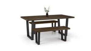 Brooklyn Dark Oak Rectangular Table and 2 Dark Oak Brooklyn Benches