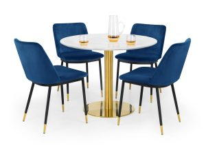 Palermo Round Table and 4 Blue Delaunay Chairs
