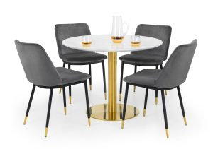 Palermo Round Table and 4 Grey Delaunay Chairs