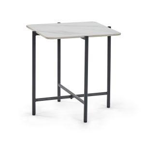 Siena White Marbled Sintered Stone Square Lamp Table