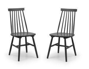 Set Of 2 Alassio Spindle Back Dining Chairs - Black