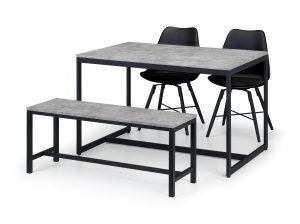 Staten Table, 1 Staten Bench and 2 Black Kari Chairs