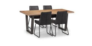 Brooklyn Oak Rectangular Table and 4 Grey Soho Chairs