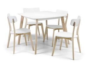 Casa White Square Table and 4 White Casa Chairs