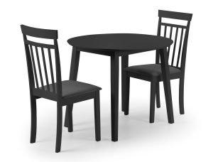 Coast Black Dropleaf Table and 2 Black Coast Chairs