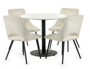 Luca Round Table & 4 Iris Ivory Chairs