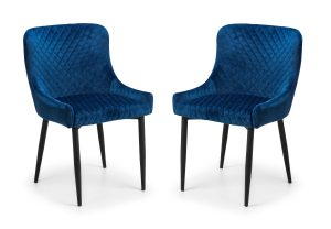Set Of 2 Luxe Velvet Dining Chairs - Blue