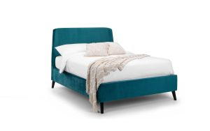 Frida Curved Velvet 135cm Double Bed - Teal