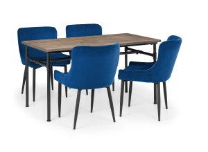 Carnegie Table and 4 Blue Luxe Chairs