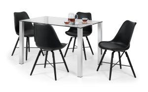 Enzo Dining Table and 4 Black Kari Chairs