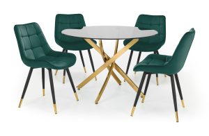 Montero Round Table and 4 Green Hadid Chairs
