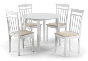 Coast White Dropleaf Table and 4 White Coast Chairs