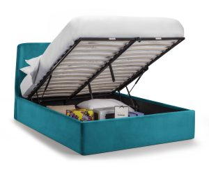Frida Ottoman Storage 150cm King Bed - Teal