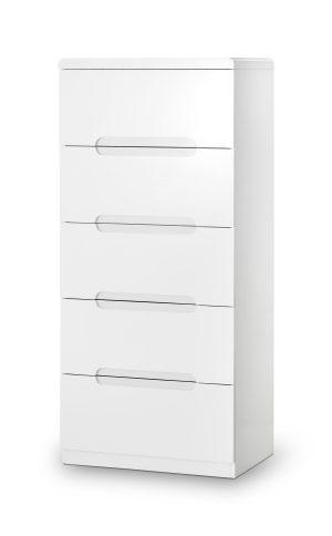 Manhattan 5 Drawer Narrow Chest - White