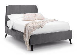 Frida Curved Velvet 150cm King Bed - Grey