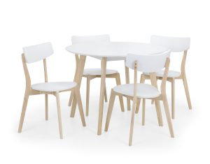 Casa White Round Table and 4 White Casa Chairs