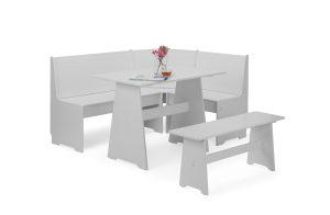 Newport Corner Dining Set With Storage Bench - Dove Grey