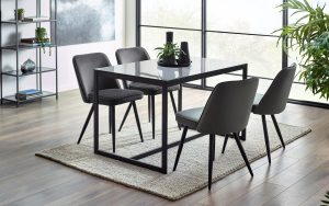Chicago Dining Table & 4 Burgess Grey Chairs