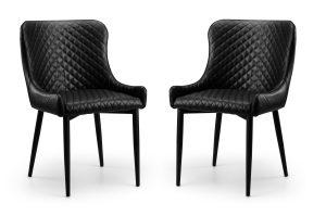 Set Of 2 Luxe Faux Leather Dining Chairs Black