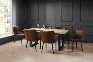 Berwick Rectangular Table and 6 Brown Luxe Chairs