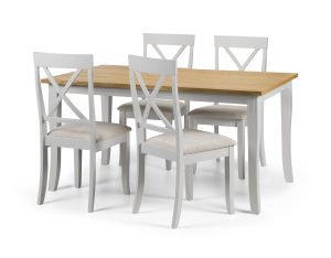 Davenport Grey and Oak Rectangular Table and 4 Grey Davenport Chairs