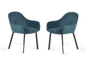 Set Of 2 Lima Dining Chairs - Teal Velvet